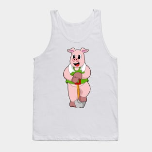 Pig as Farmer with Shovel Tank Top